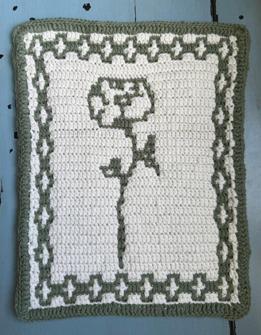 Blooming Rose Tapestry. Pattern by KB Reads and Makes Things.