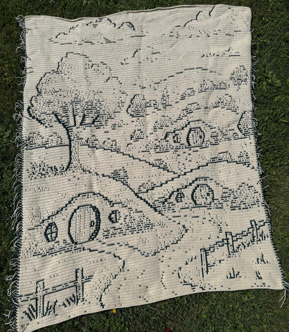"Concerning Habits" mosaic crochet blanket. Pattern by Crochet with May.